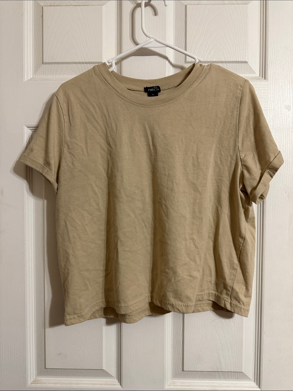 Rue21 Short Sleeve Boxy Tee in Light Beige